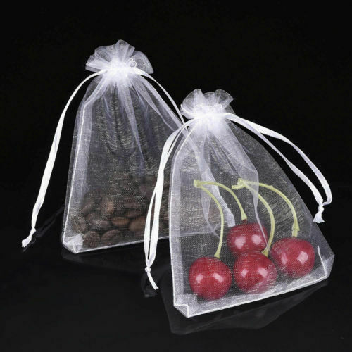 10pcs White Organza Gift Bag Candy Jewellery Pouch Wedding Birthday 7x9cm