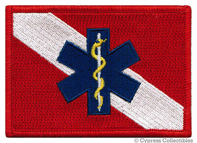 Rescue Diver Iron-on Flag Patch Scuba Star Of Life Emt Embroidered Paramedic New