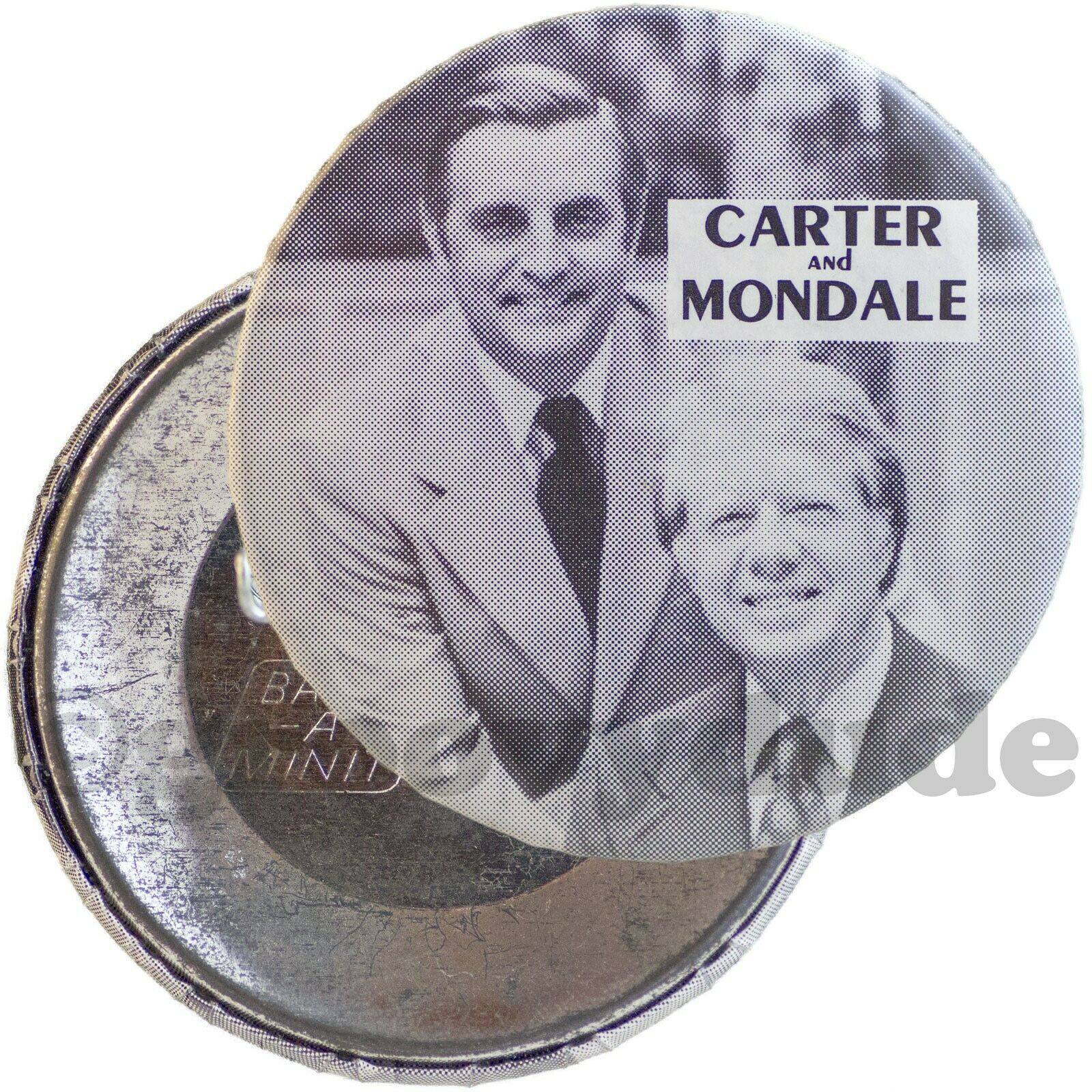 Jimmy Carter Walter Mondale Black & White Picture Jugate 1976 Pin Pinback Button
