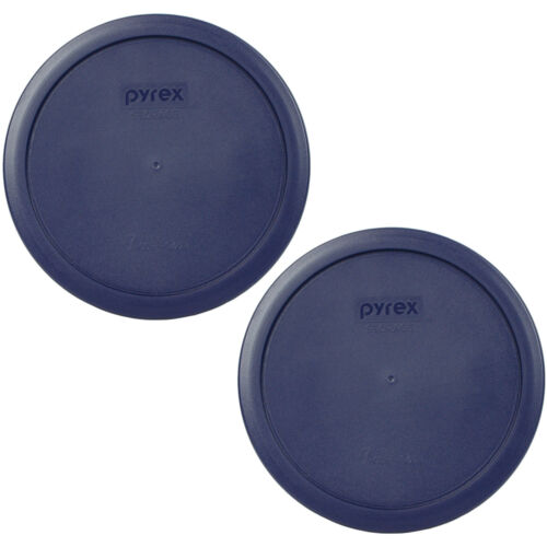 Pyrex 2 Pack Blue Plastic Round 6/7 Cup Storage Lid Cover 7402-pc For Glass Bowl