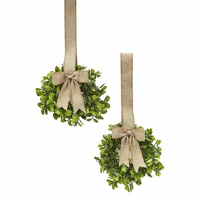 Cabinet Hanging Decorative Wreaths - Set Of 2 - Beige Burlap