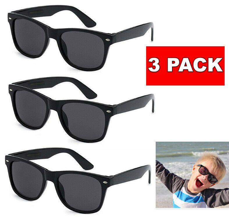3 Pack Lot Kids Toddler Boys Girls Black Classic Retro Sunglasses Shades Baby