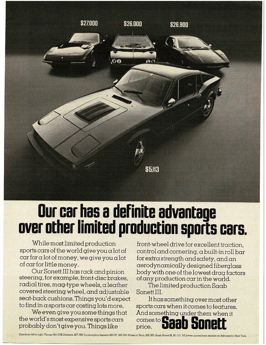 1974 Saab Sonnet Iii Sports Car Vintage Print Ad