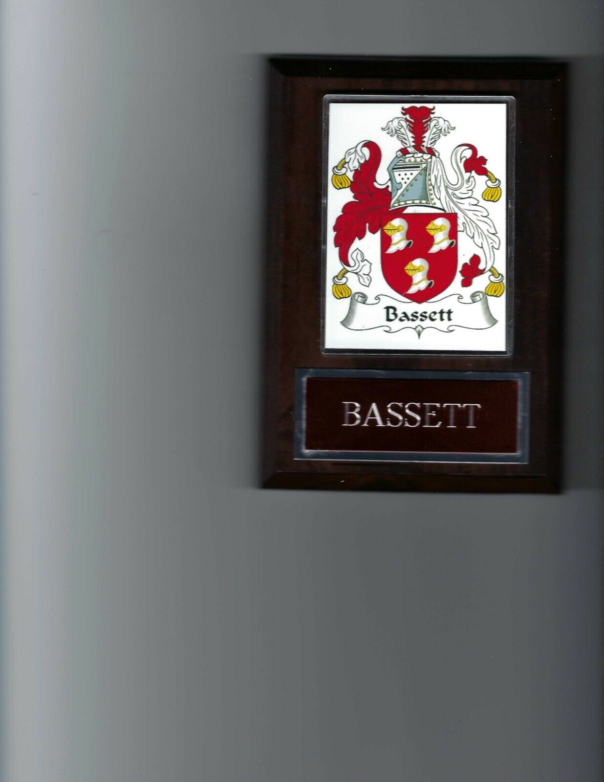 Bassett Plaque Family Crest Coat Of Arms Genealogy Ask For Your Name
