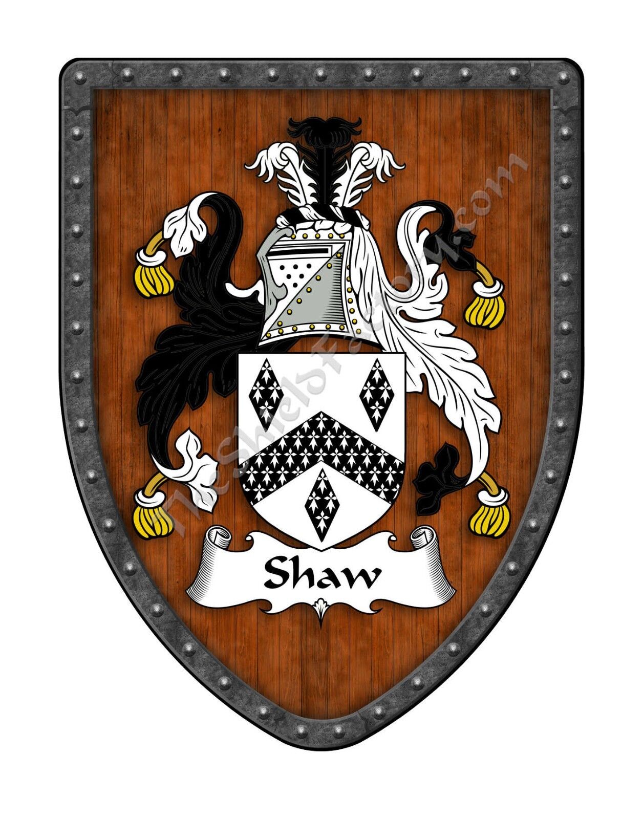 Shaw Family Custom Crest Coat Of Arms Hanging Shield Sh503p-dg-hg