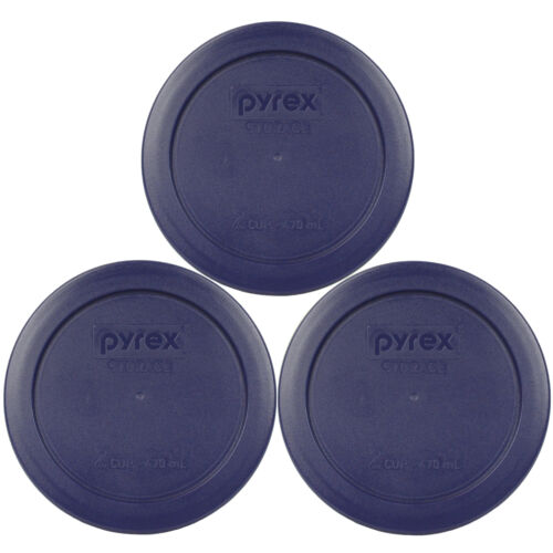 Pyrex 7200-pc Blue 2 Cup Round Plastic Lid Covers 3pk For Glass Bowls New