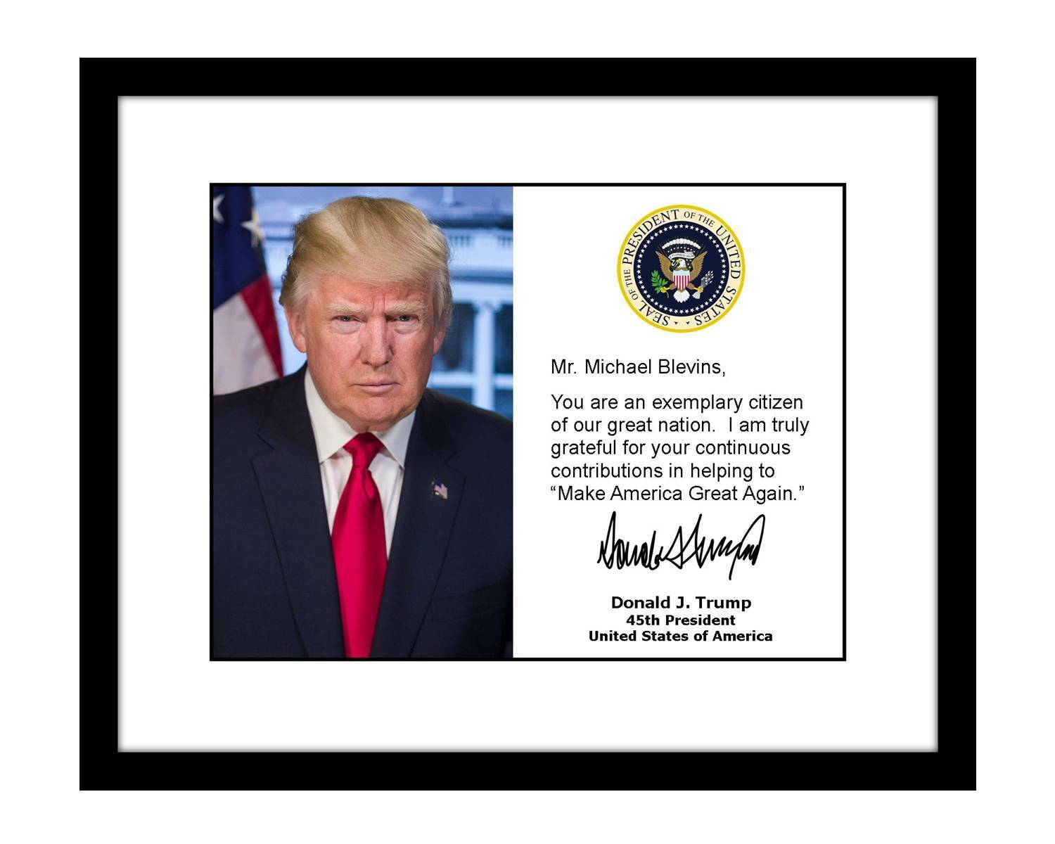 Personalized Donald Trump 8x10 Signed Official Photo Your Name Autographed