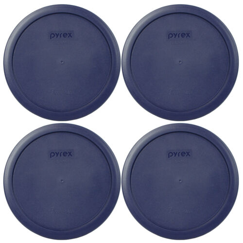 Pyrex Blue Plastic Round 6/7 Cup Storage Lid Cover 7402-pc 4 Pack For Glass Bowl