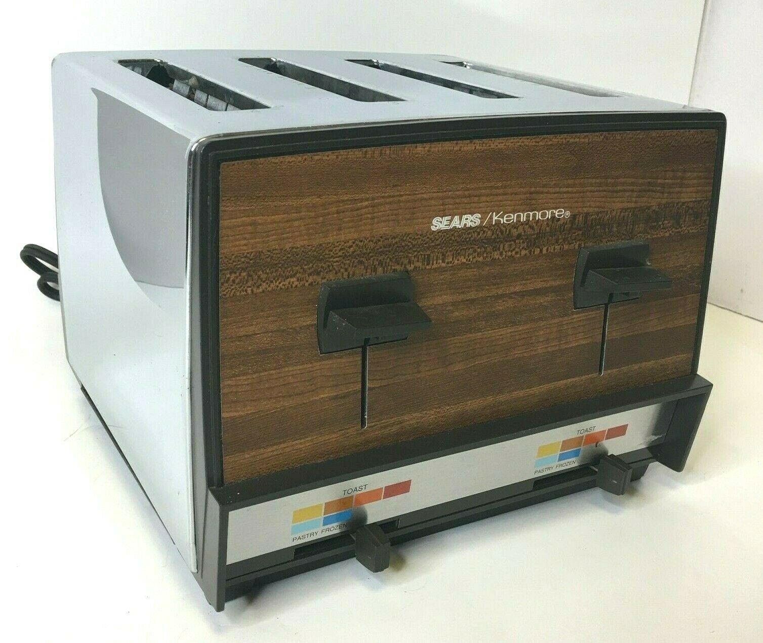 Sears Kenmore 4 Slice Toaster Chrome/woodgrain Vtg/mcm Tested/works *vgc*