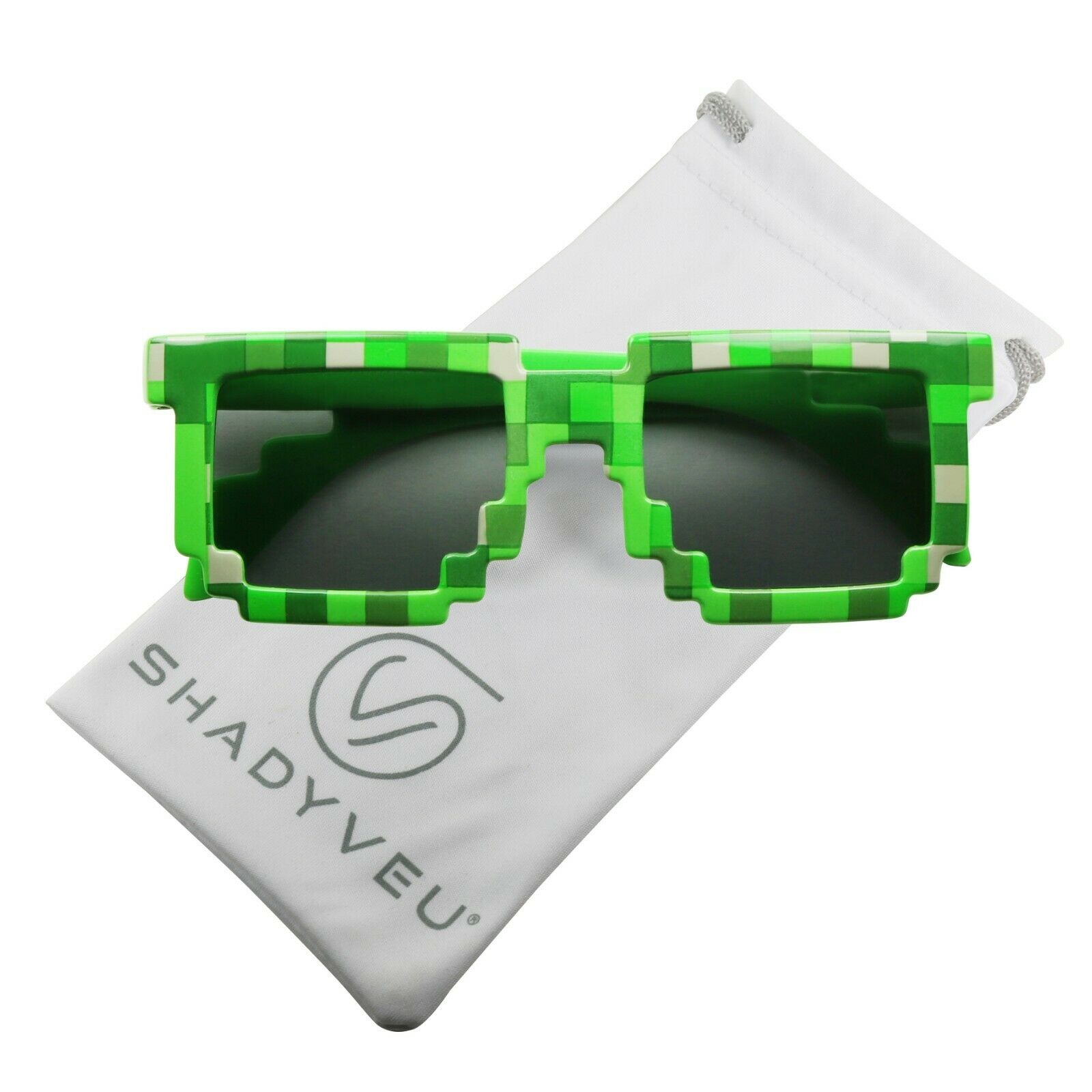 Shadyveu Kiddies Eyewear Square Block Flat Top Green Pixel Mindcraft Sunglasses