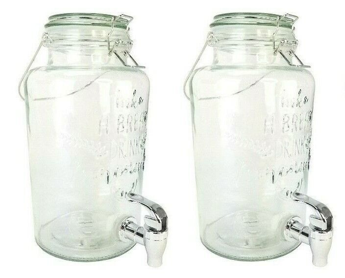 Set Of 2 Lemonade Dispensers With Lids And Spigots, Party Beverage Dispensers