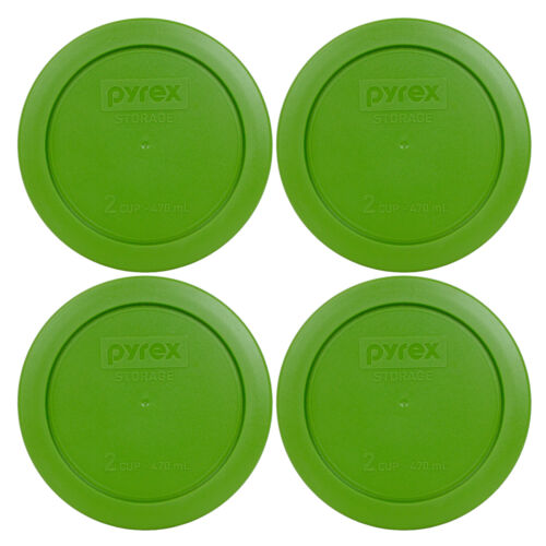 Pyrex 7200-pc 2 Cup 5" Storage Lid Cover 4 Pack Lawn Green For Glass Bowl New