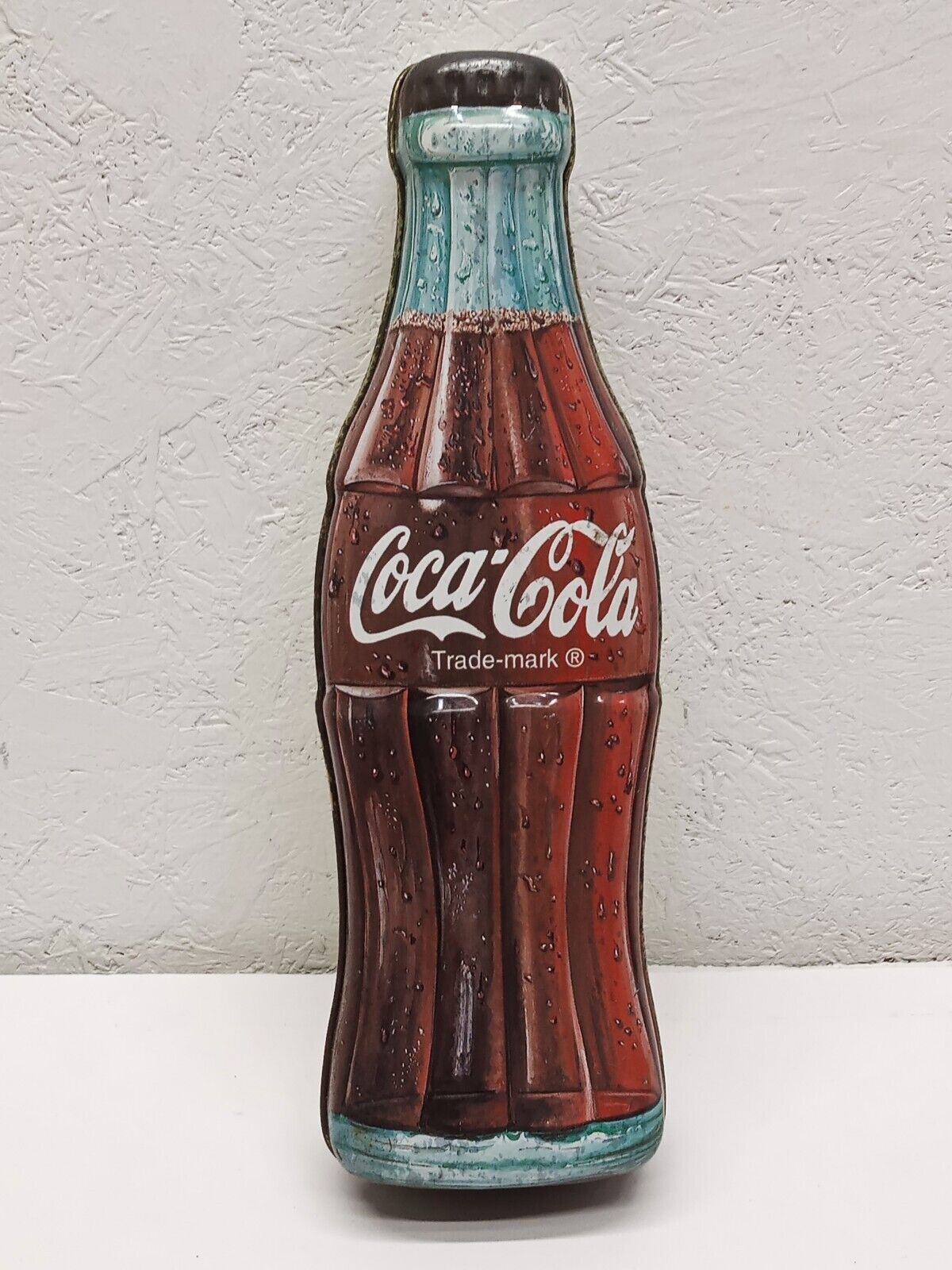 Coke Coca Cola Bottle Shaped Metal Tin  9 1/2" Long 1996