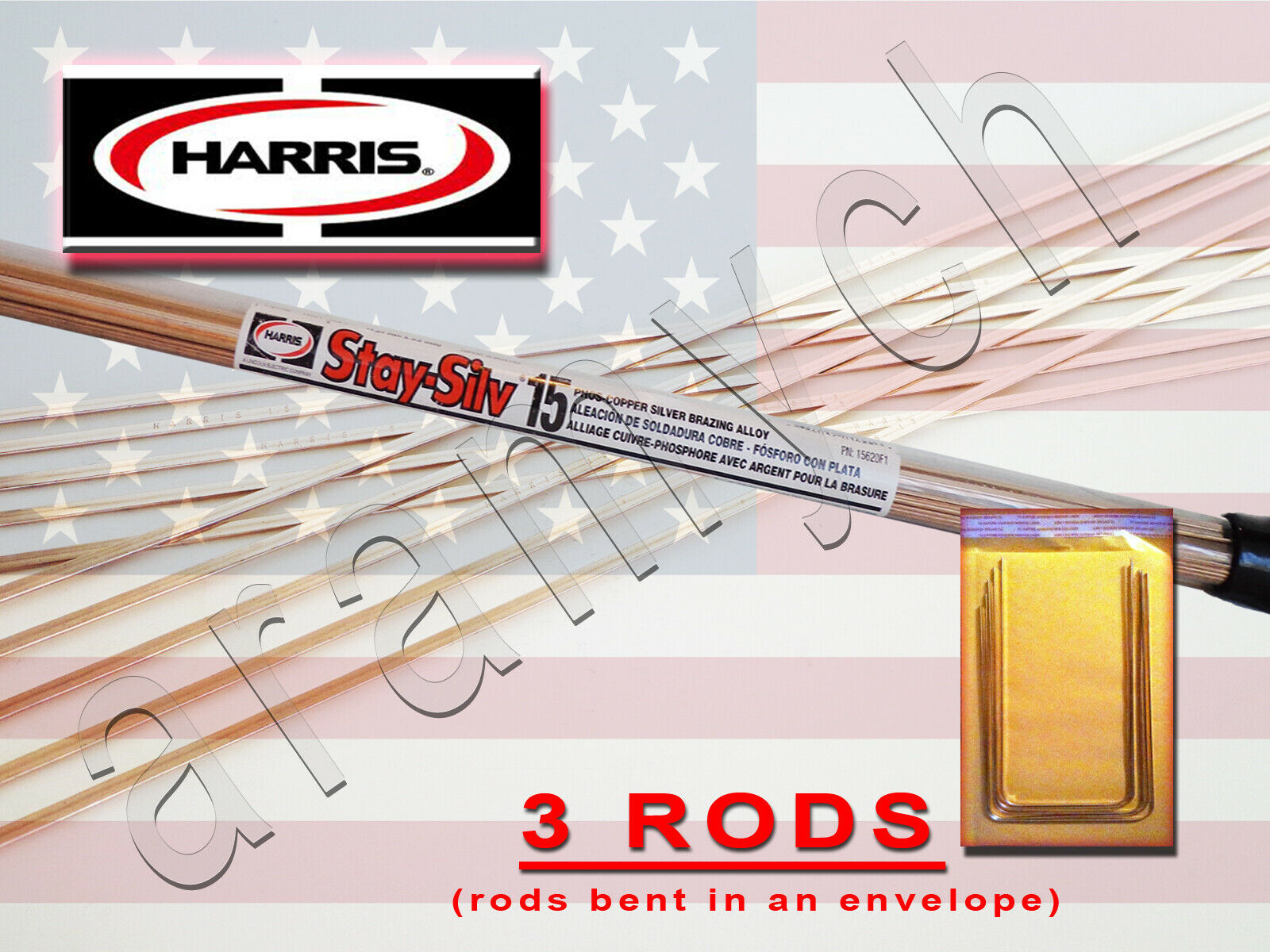 3 Rods Brazing Rods Harris Stay-silv 15% Soldering Rods Bcup-5