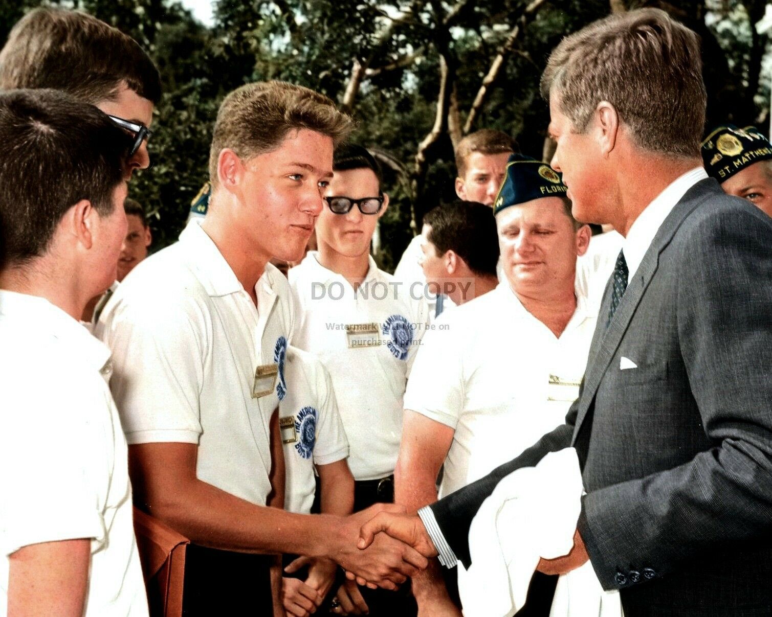 President John F. Kennedy Greets Bill Clinton Age 16 In 1963 8x10 Photo (ep-875)