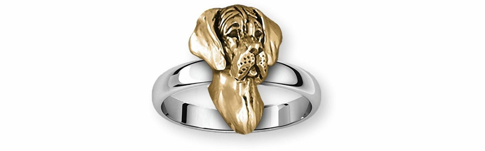 Great Dane Jewelry Silver And 14k Gold Handmade Great Dane Ring  Gd16h-tnr