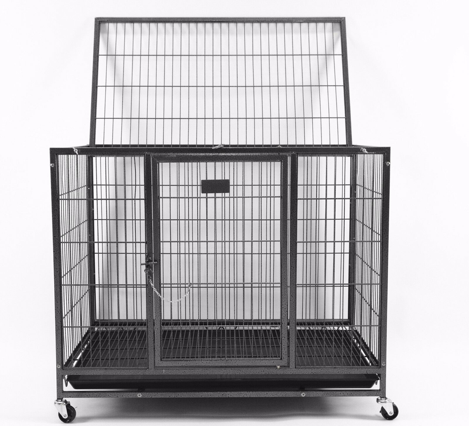 New Homey Pet 37" Heavy Duty Metal Dog Pet Crate Cage Kennel W/ Castor & Tray