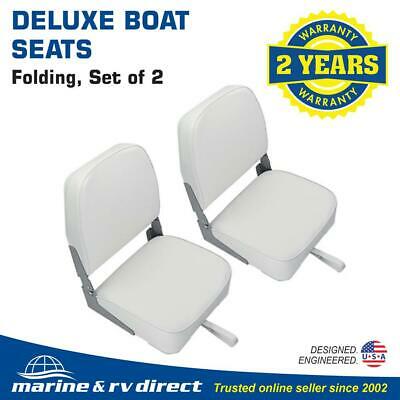 (2) Deluxe Folding Marine Boat Seats-white