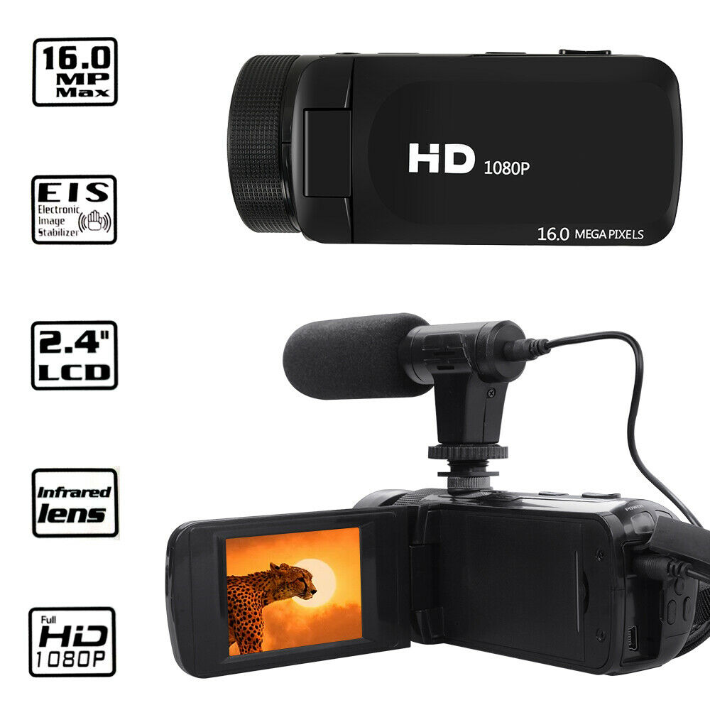 Hd 1080p Digital Video Camera Camcorder Youtube Vlogging Recorder W/microphone