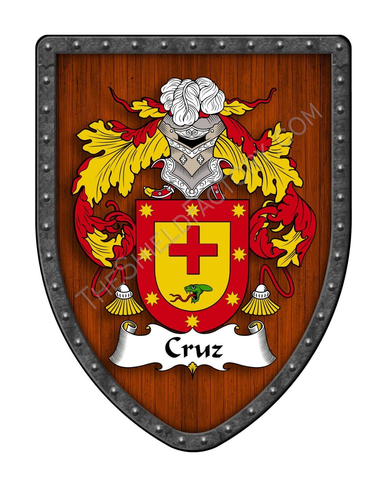 Cruz Coat Of Arms Spanish Hispanic Family Crest Hanging Shield Sh503p-dg-hg