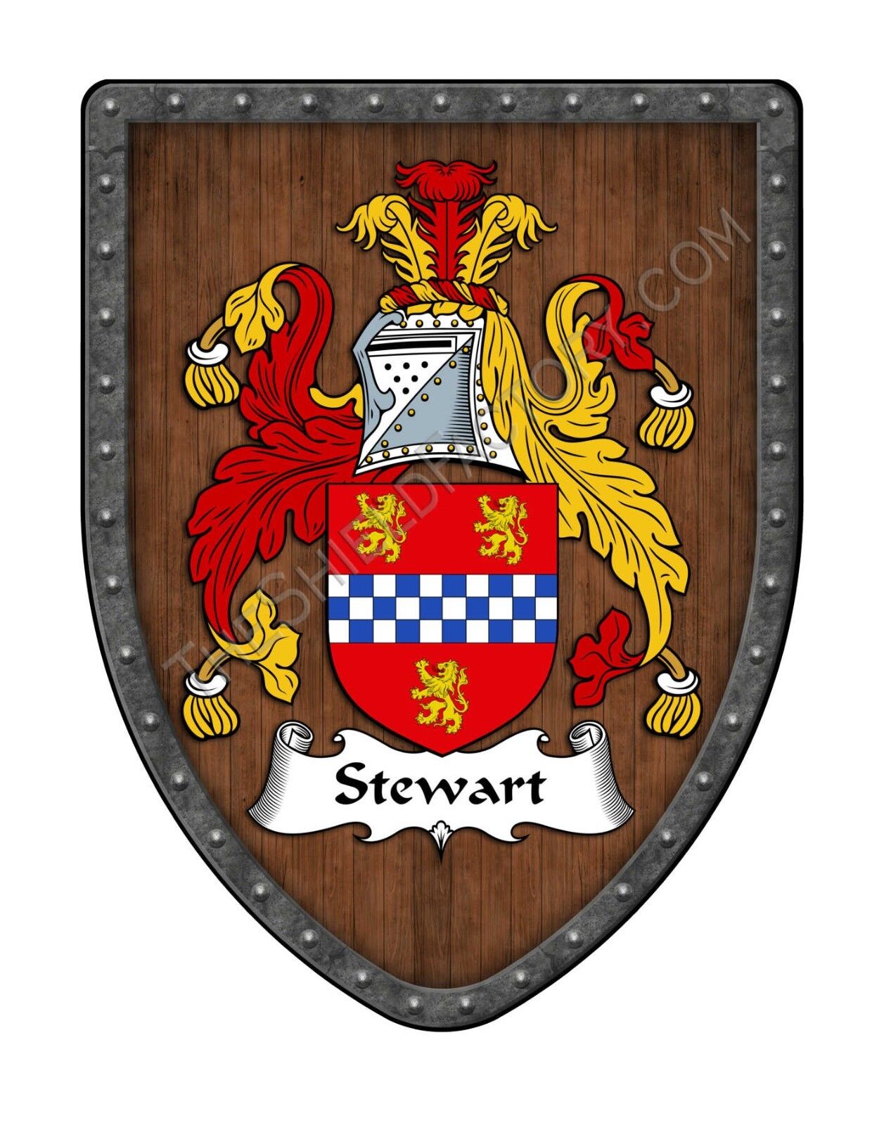 Stewart Ii Coat Of Arms Custom Family Crest , Hanging Wall Shield Sh503p-dg-hg