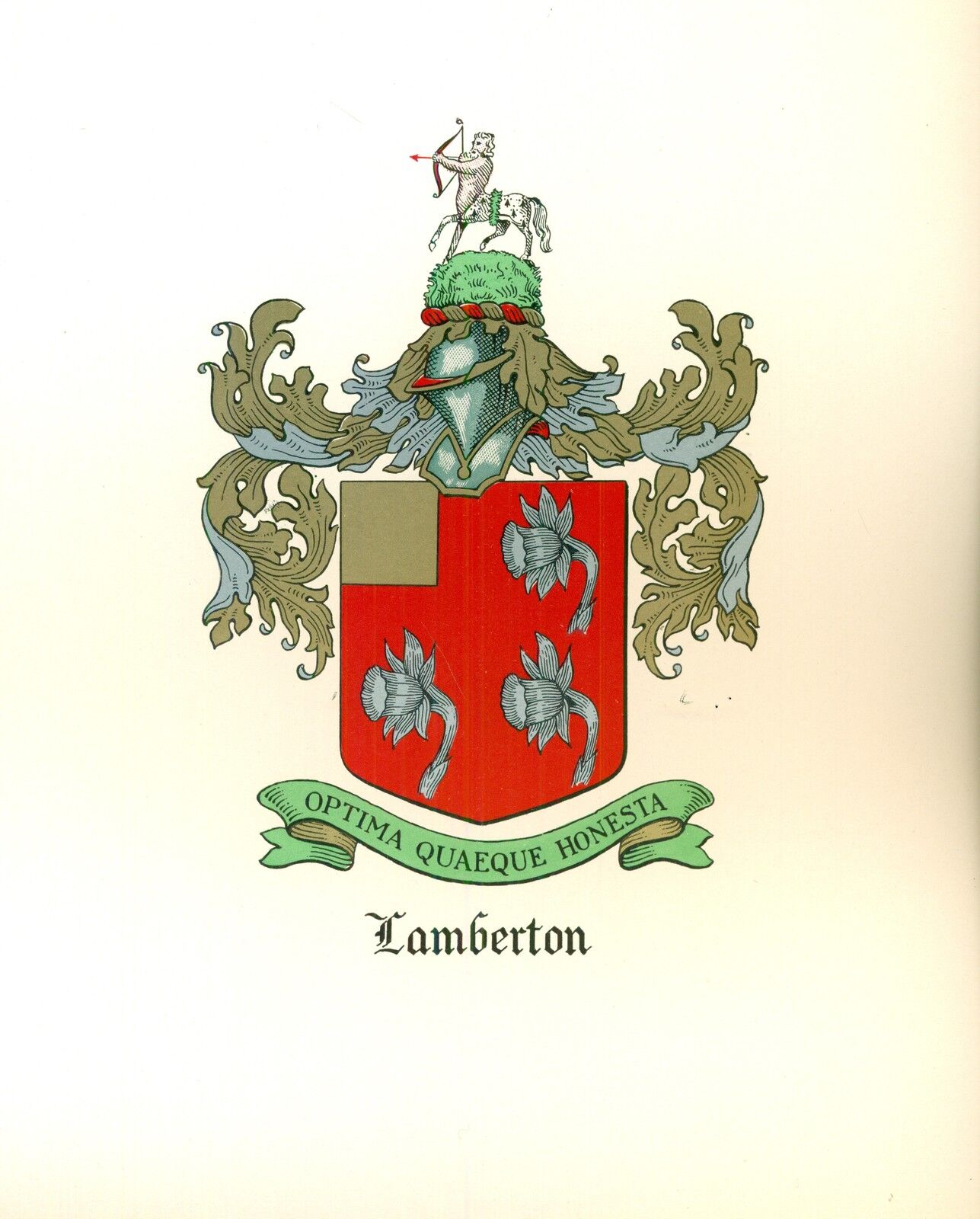 Great Coat Of Arms Lamberton Family Crest Genealogy, Would Look Great Framed!
