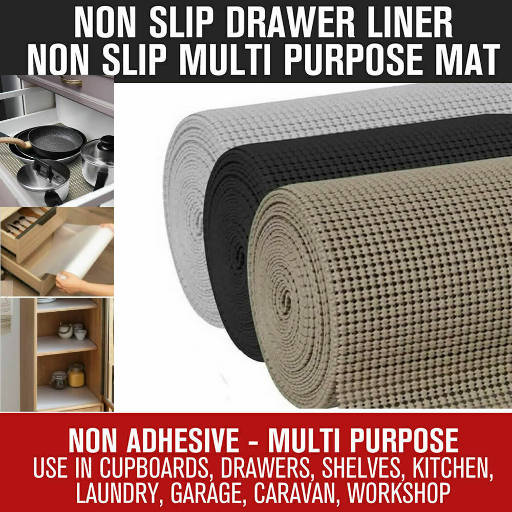 Non Slip Multi Purpose Mat Roll Drawer Liner Grip Kitchen Cupboard Heavy Duty