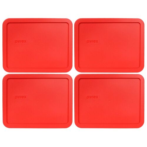 Pyrex 7211-pc Rectangle 6 Cup 1.5l Red Storage Lid 4 Pack New For Glass Dish