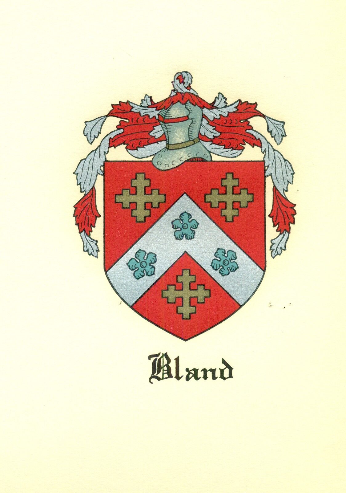 *great Coat Of Arms Bland Family Crest Genealogy, Would Look Great Framed!
