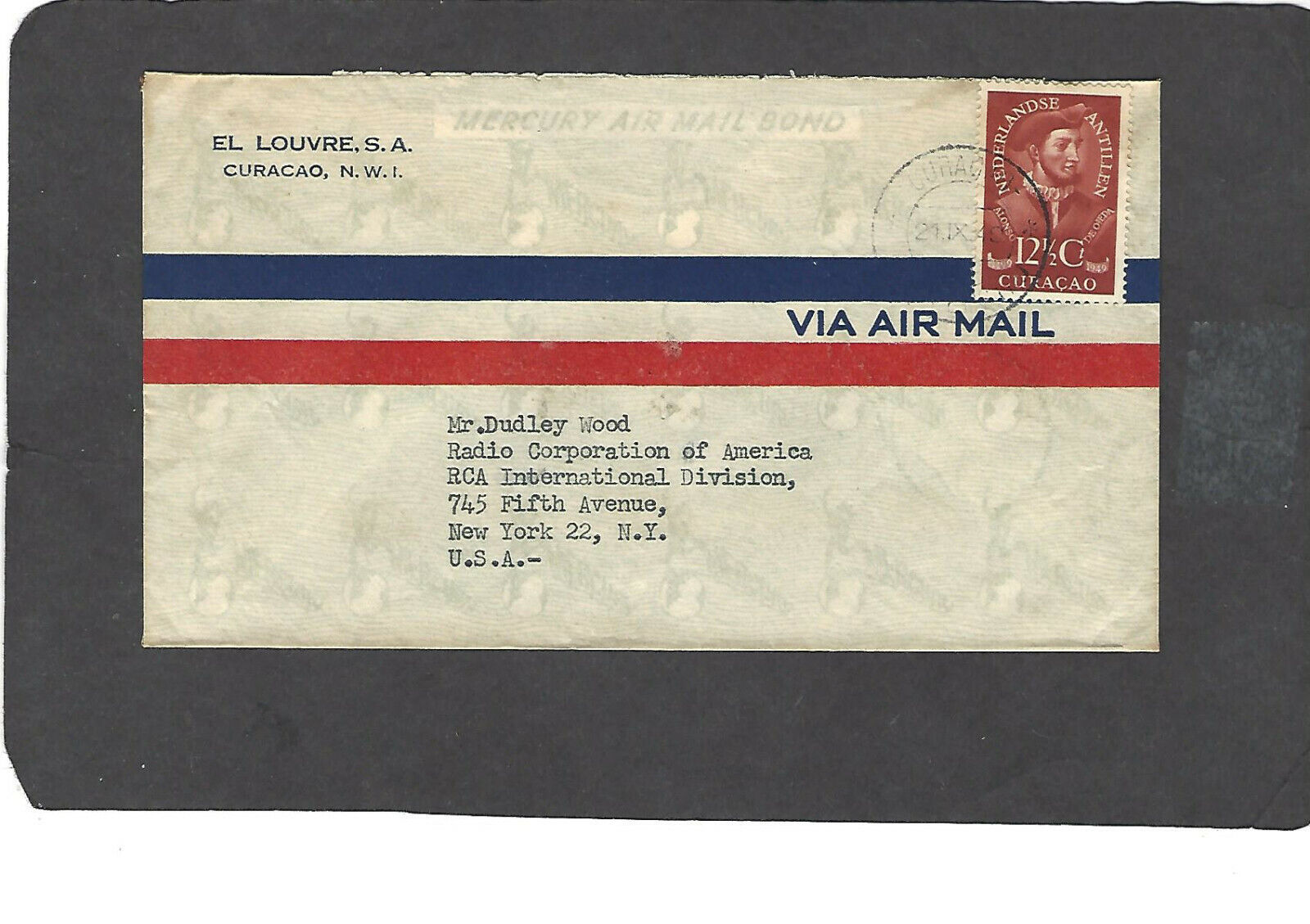 1949 El Louvre,sa Curacao,nwi To Rca,new York,ny Cover