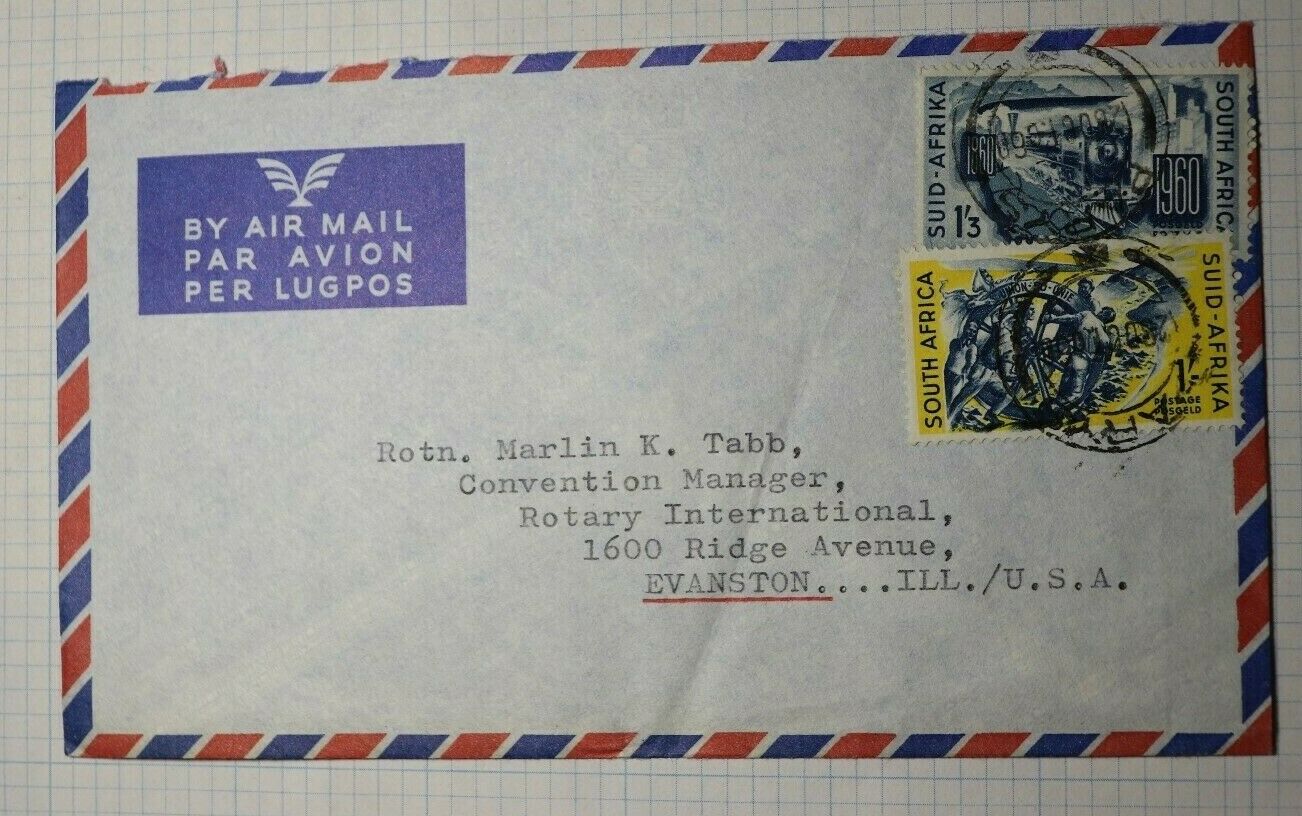 South Africa Airmail Cover Rotary International 1960 Sc# 238 240