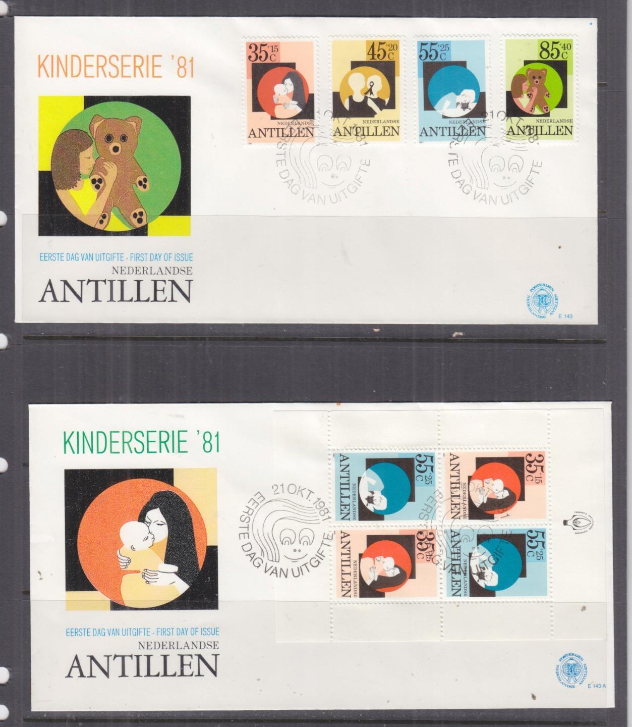 Netherlands Antilles, 1981 Child Welfare Set 4 & Souvenir Sheet First Day Covers